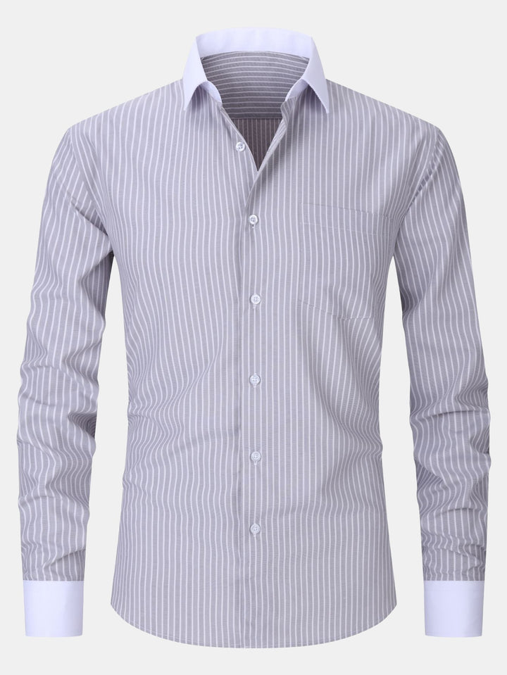 Chemise à Rayures avec Col Contrasté