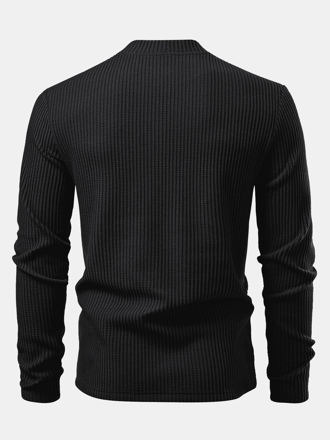 Camiseta de Manga Larga de Waffle con Cuello Alto y Pantalones de Waffle Tejidos con Cordón