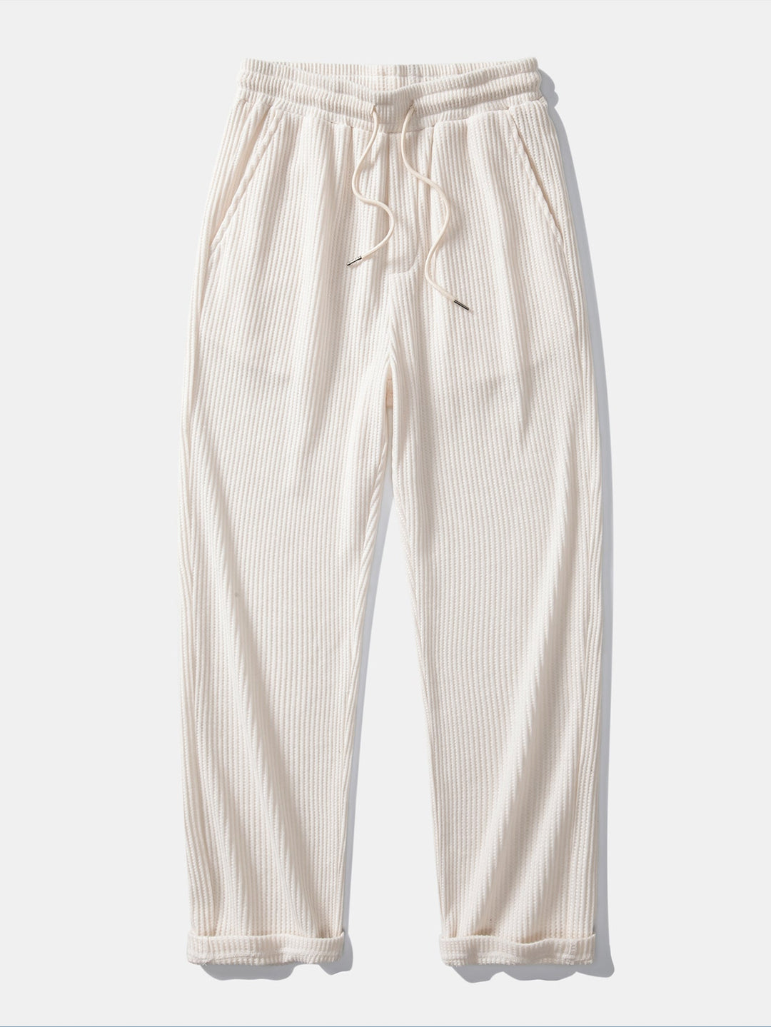 Camisa de Waffle con Botones y Pantalones de Waffle Tejidos con Cordón