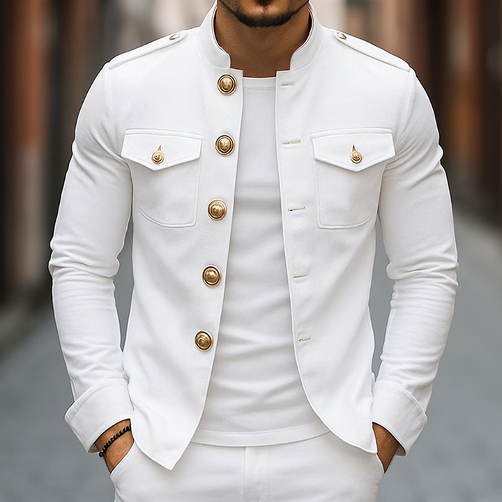 Chaqueta casual sólida de cuello mao para hombre