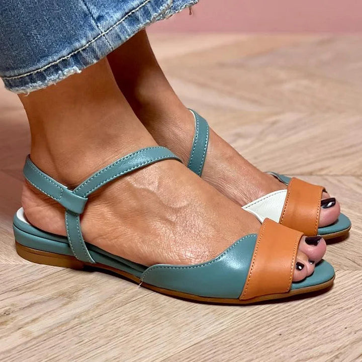 Sandalias Elegantes Tricolor con Punta Abierta GENEVA