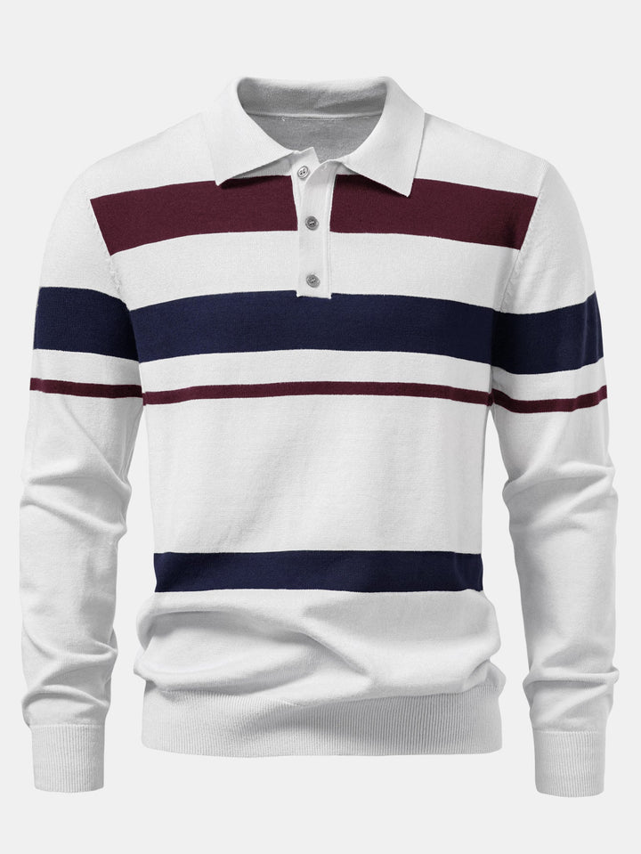 Polo de Punto de Rayas de Manga Larga