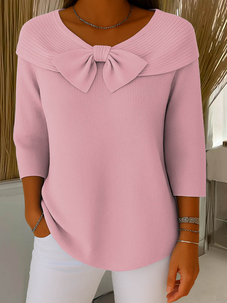 Suéter de Mujer con Cuello Redondo y Color Sólido