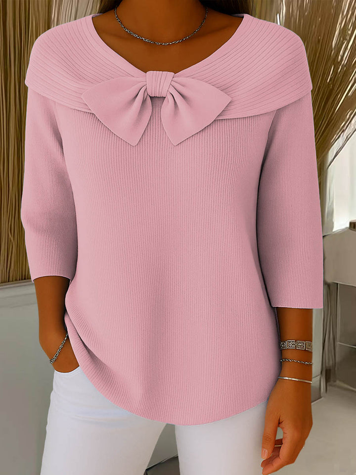 Suéter de Mujer con Cuello Redondo y Color Sólido