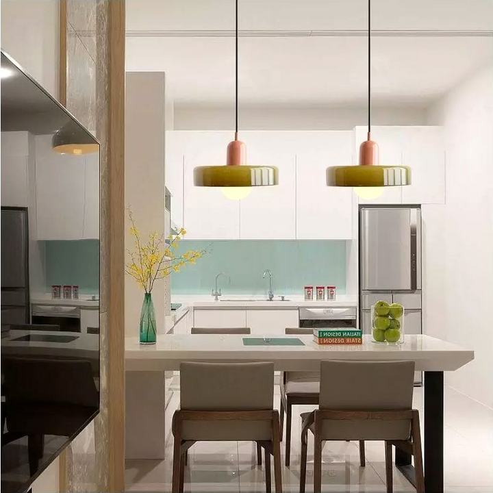Glarefusion | Lámpara colgante LED de vidrio estilo Bauhaus moderno