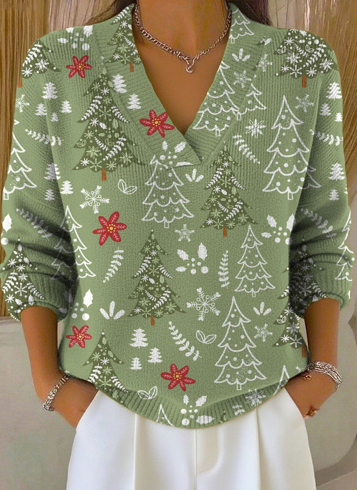 Suéter Cárdigan Navideño para Mujer con Estampado Artístico