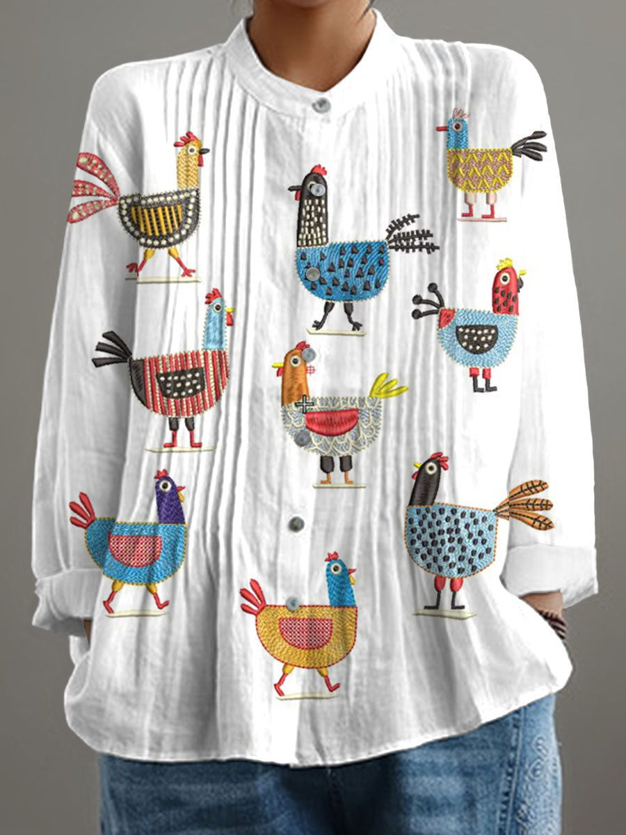 Mono Casual de Algodón con Estampado Divertido de Pollitos para Mujer