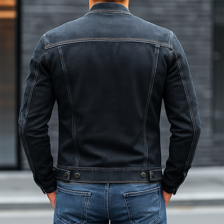 Chaqueta vaquera de ajuste slim con cuello de béisbol lavada vintage para hombre
