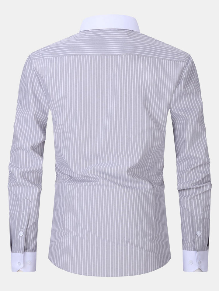 Chemise à Rayures avec Col Contrasté