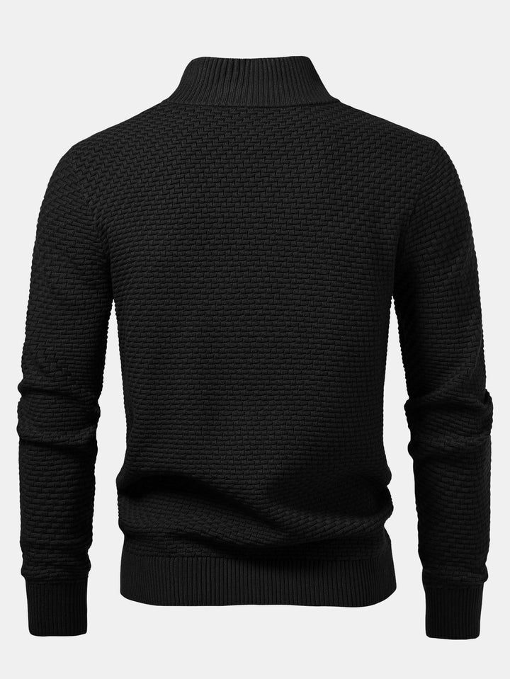 Suéter de Punto Jacquard con Ondas y Cremallera de un Cuarto