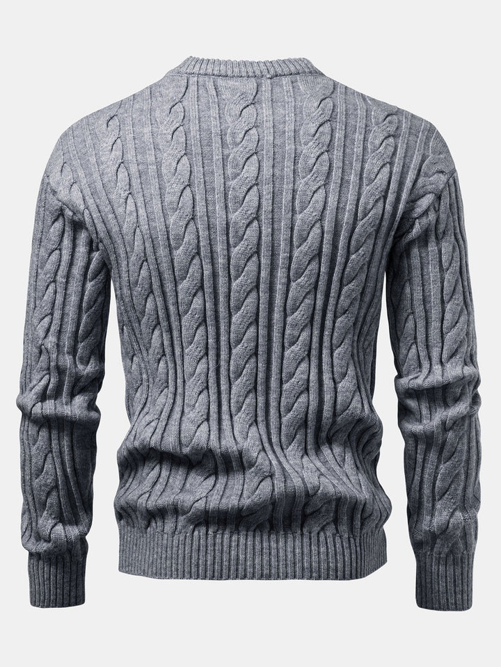 Suéter de Punto Jacquard Retorcido con Cuello Redondo