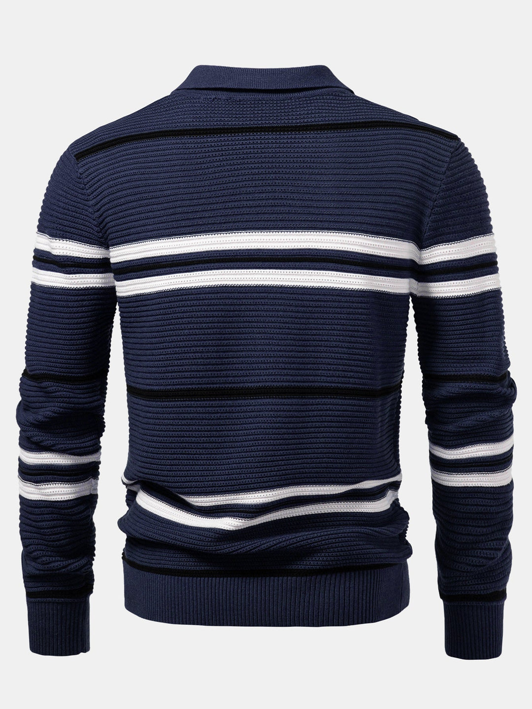 Polo de Punto Texturizado con Rayas y Cremallera