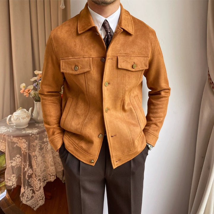 Chaqueta Casual de Gamuza con Solapa Estilo Old Money