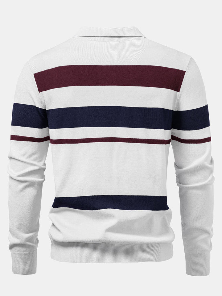 Polo de Punto de Rayas de Manga Larga