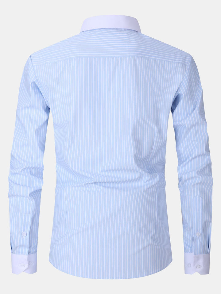 Chemise à Rayures avec Col Contrasté