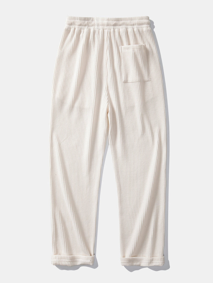 Camisa de Waffle con Botones y Pantalones de Waffle Tejidos con Cordón