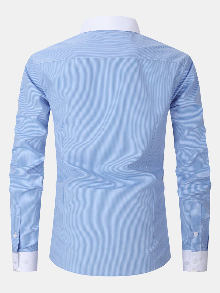 Chemise habillée à rayures avec col contrasté