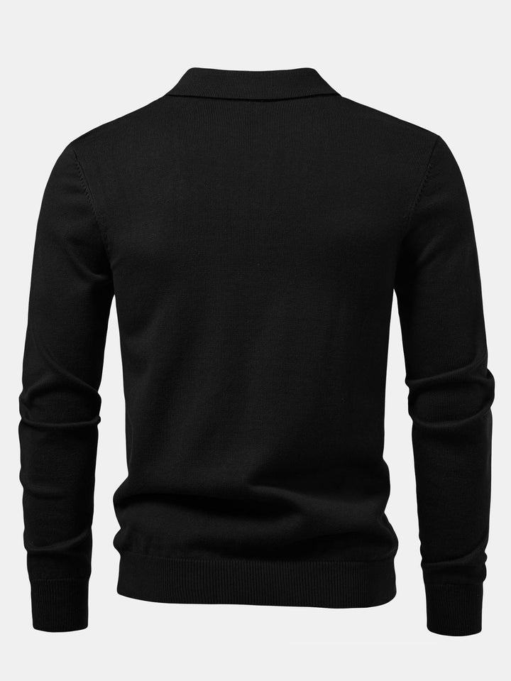 Polo de Punto de Rayas de Manga Larga