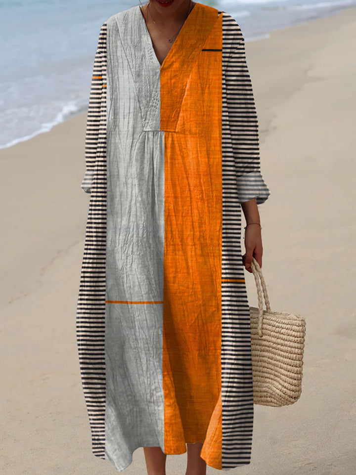 Vestido Casual Boho Vintage con Estampado de Geometría para Mujer