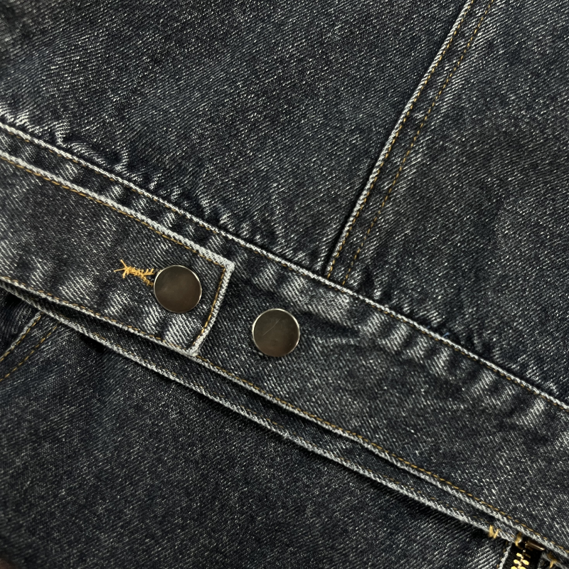 Chaqueta vaquera de ajuste slim con cuello de béisbol lavada vintage para hombre