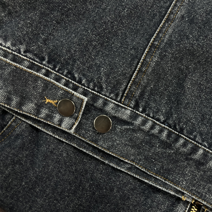 Chaqueta vaquera de ajuste slim con cuello de béisbol lavada vintage para hombre