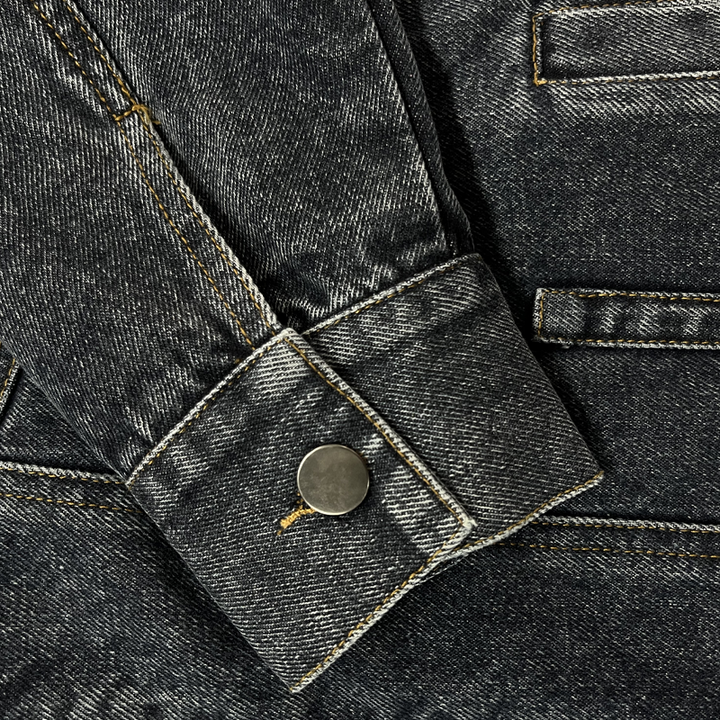 Chaqueta vaquera de ajuste slim con cuello de béisbol lavada vintage para hombre