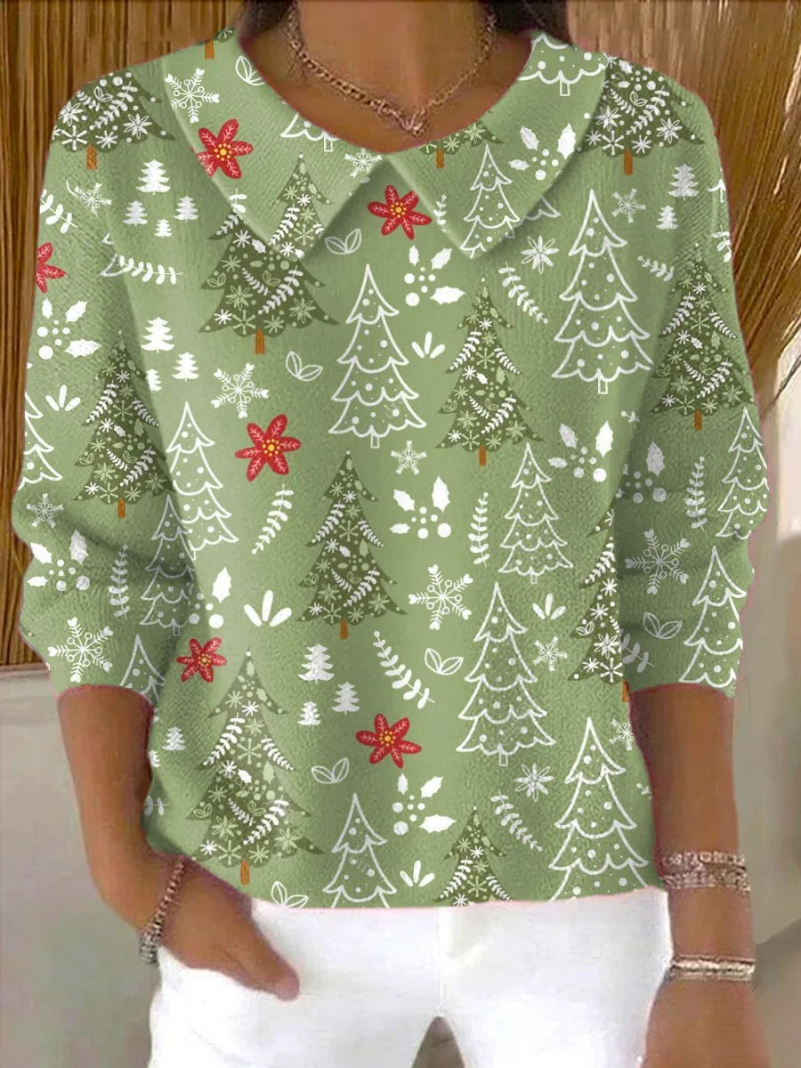 Suéter Cárdigan Navideño para Mujer con Estampado Artístico