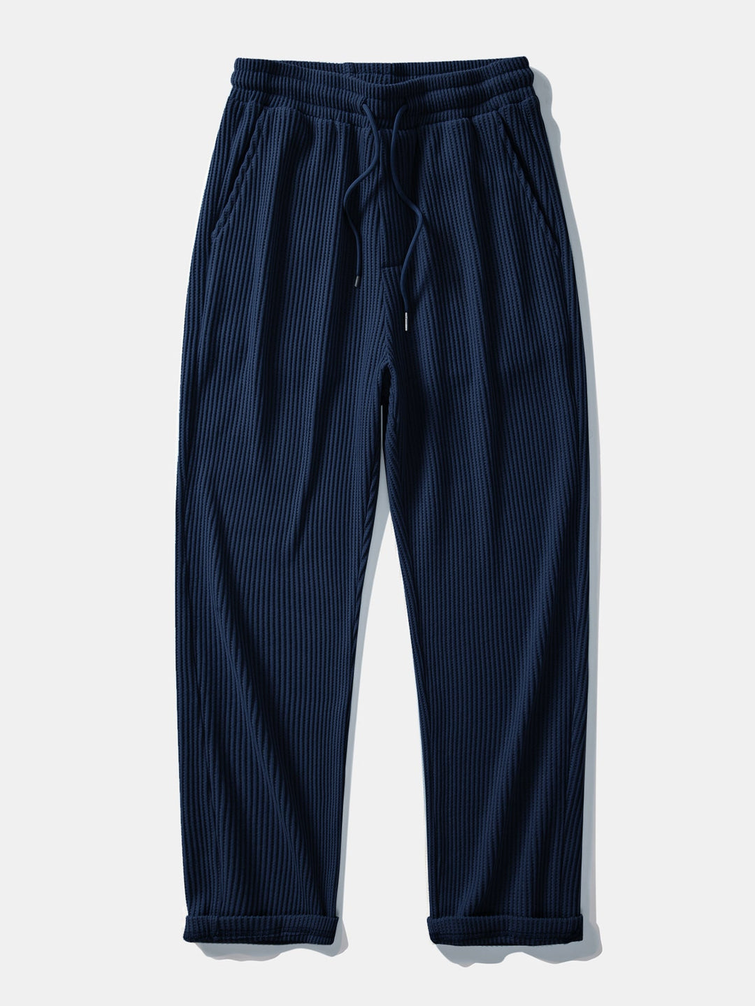 Polo de Manga Larga de Waffle Tejido y Pantalones de Waffle Tejidos con Cordón