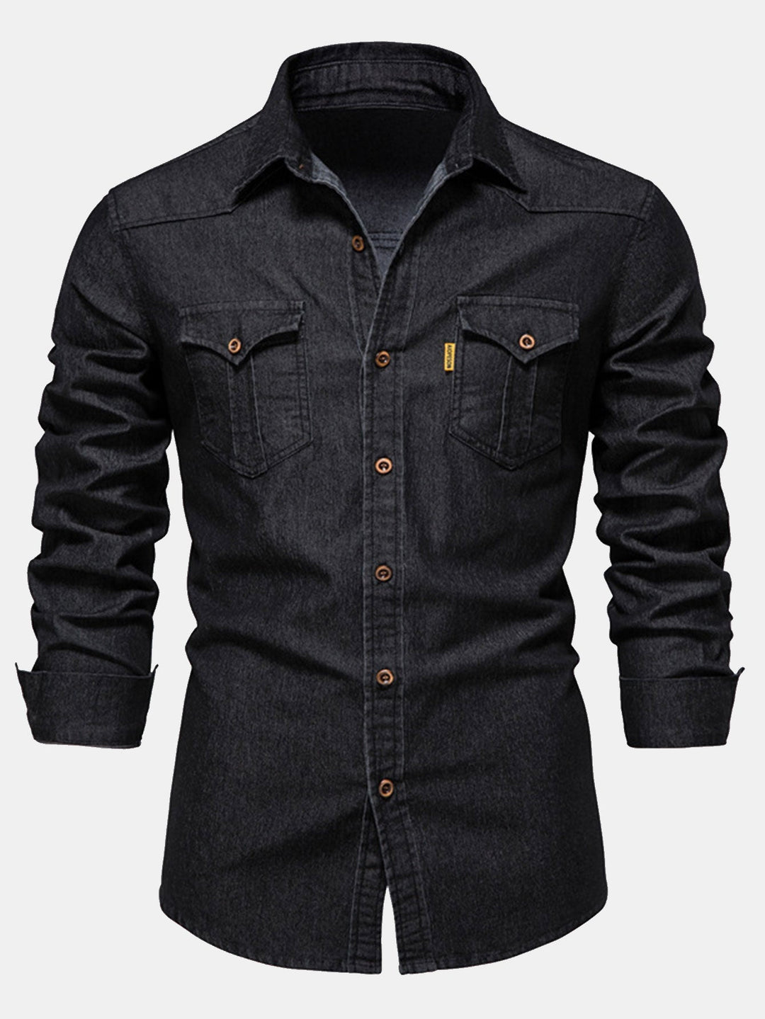 Camisa Vaquera de Mezclilla Lavada con Bolsillos