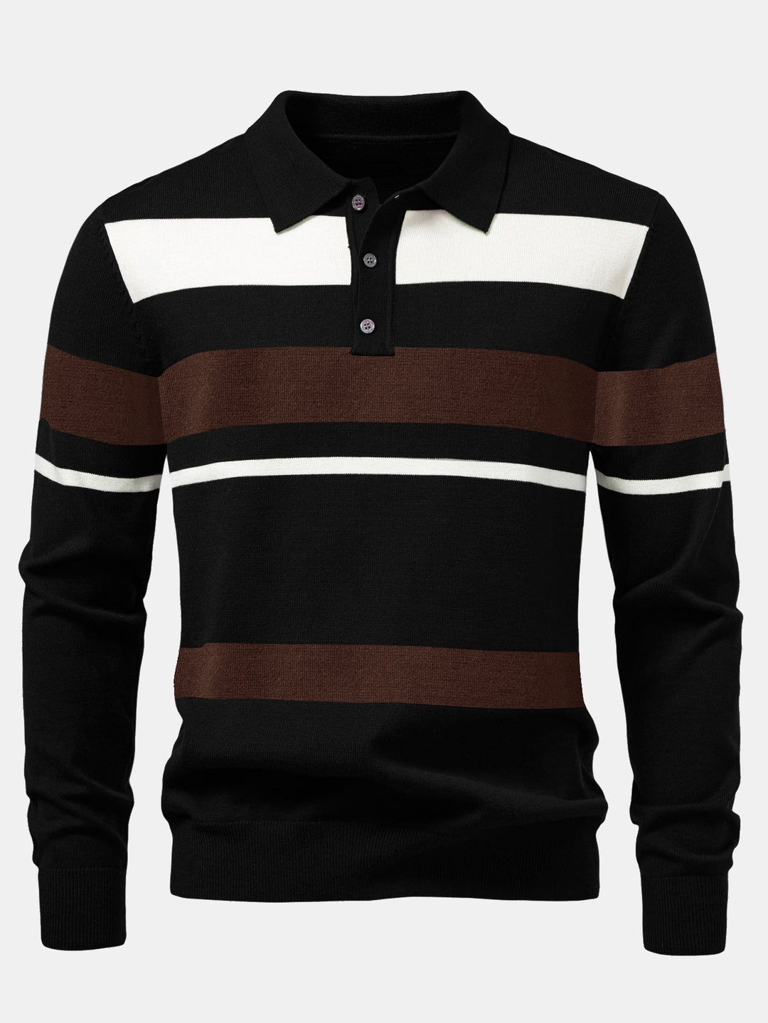 Polo de Punto de Rayas de Manga Larga