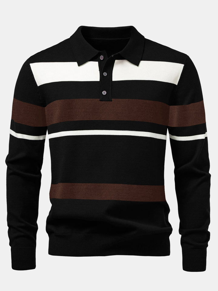 Polo de Punto de Rayas de Manga Larga