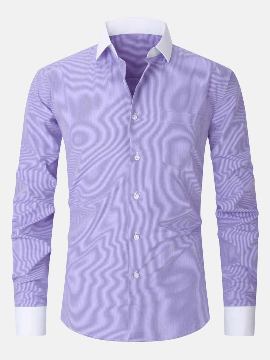 Chemise habillée à rayures avec col contrasté