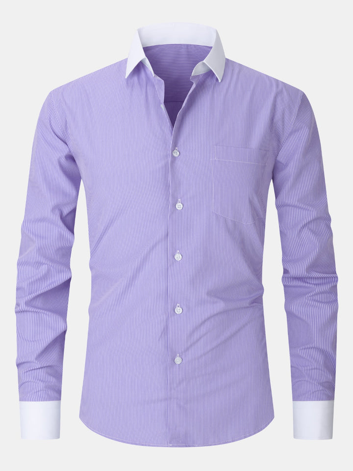 Chemise habillée à rayures avec col contrasté