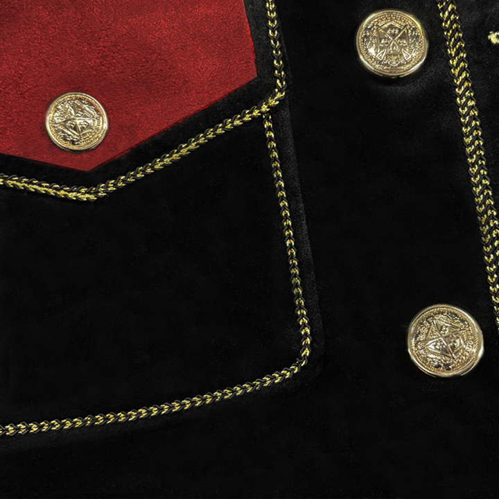 Chaqueta vintage de terciopelo con cuello mao y múltiples botones para hombre