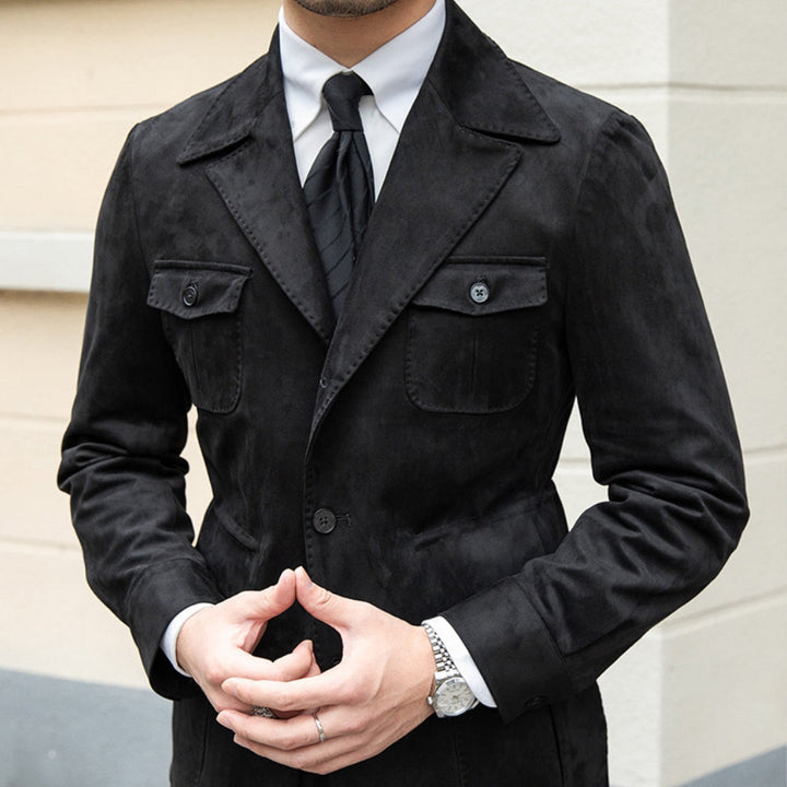 Chaqueta de Gamuza de Terciopelo Slim Fit Italiana Estilo Old Money