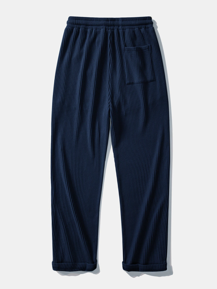 Camisa de Waffle con Botones y Pantalones de Waffle Tejidos con Cordón