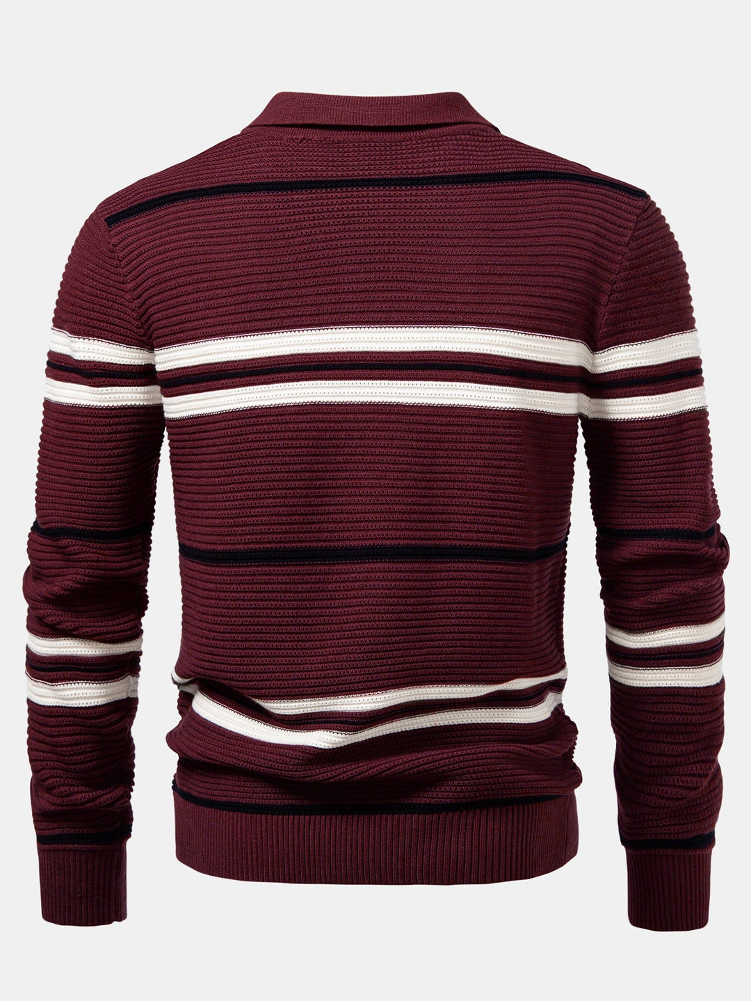 Polo de Punto Texturizado con Rayas y Cremallera