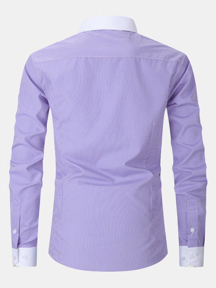 Chemise habillée à rayures avec col contrasté
