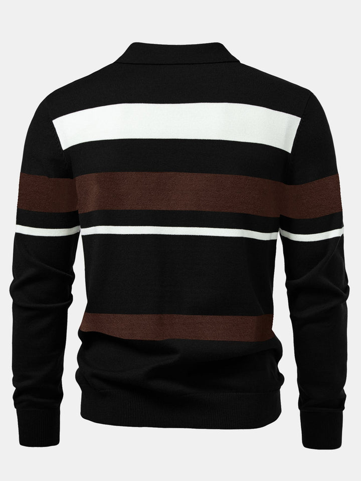 Polo de Punto de Rayas de Manga Larga