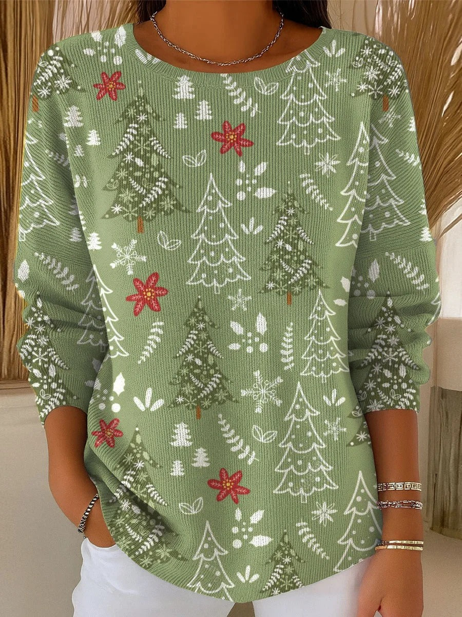 Suéter Cárdigan Navideño para Mujer con Estampado Artístico