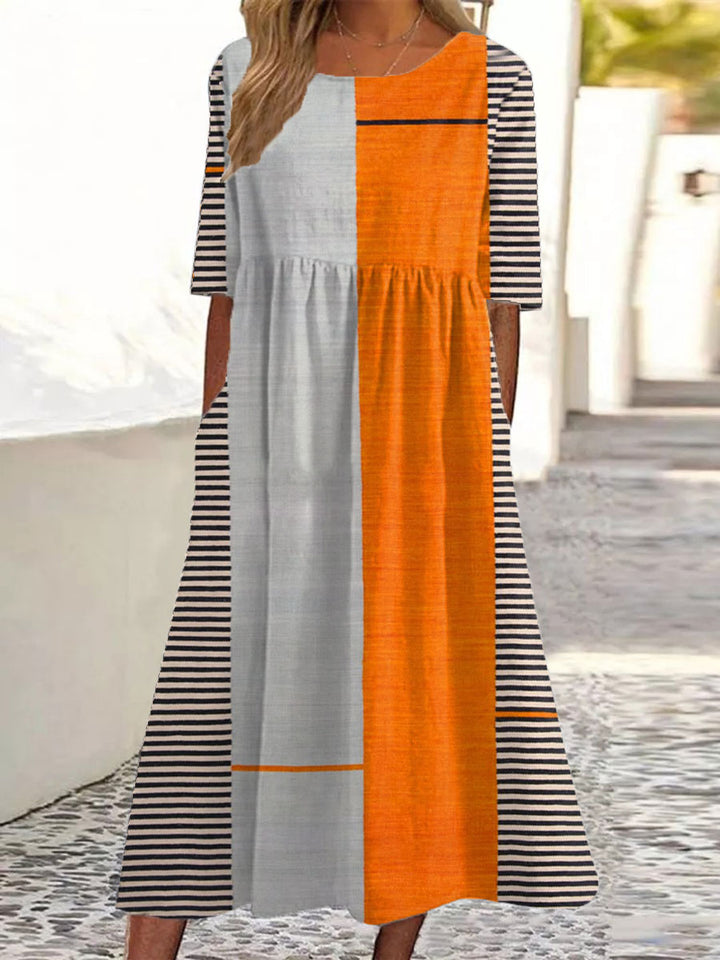 Vestido Casual Boho Vintage con Estampado de Geometría para Mujer