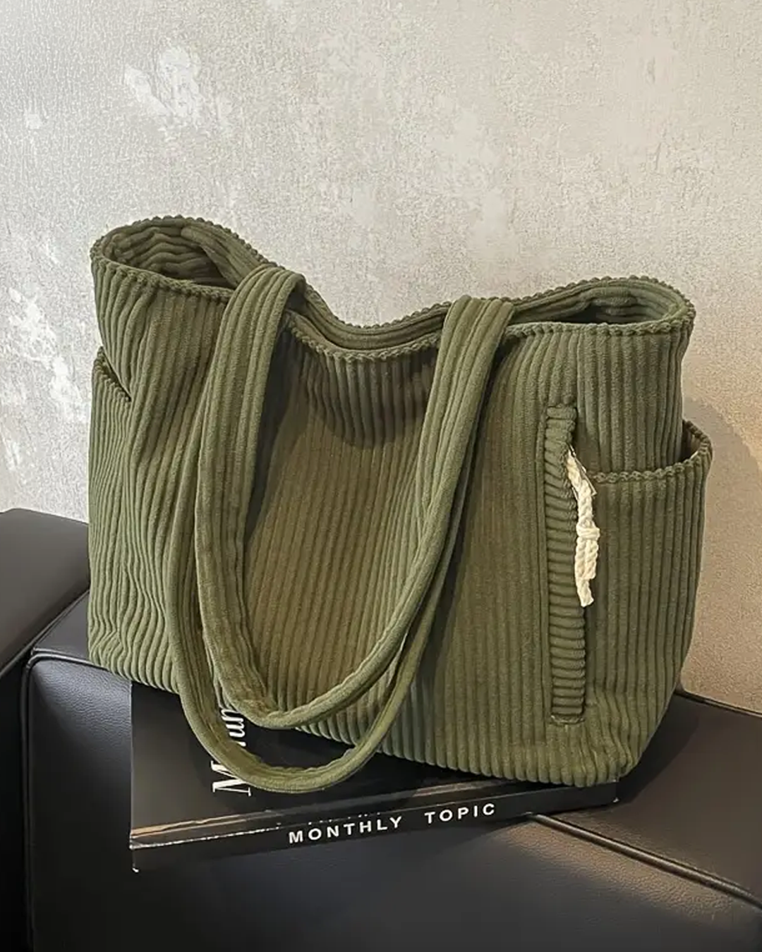 Tilda – Bolso tote acanalado con detalle de cordón