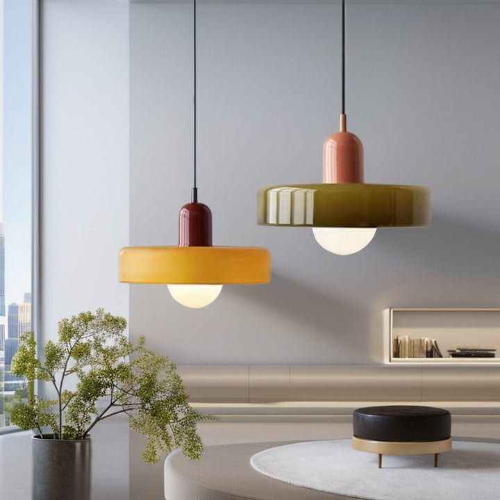Glarefusion | Lámpara colgante LED de vidrio estilo Bauhaus moderno