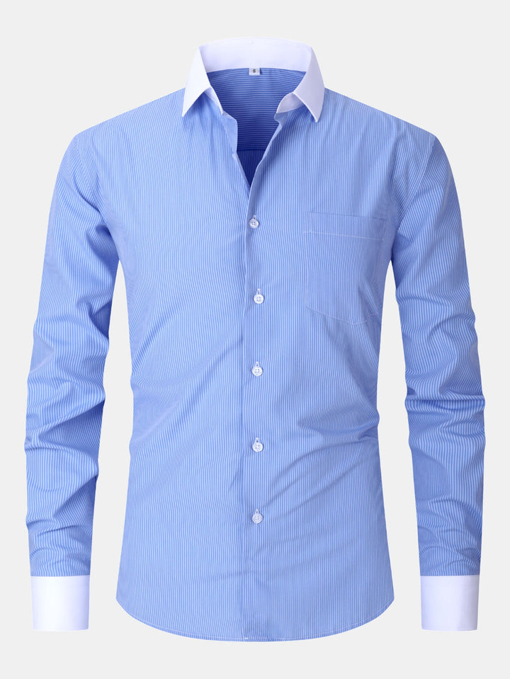 Chemise habillée à rayures avec col contrasté
