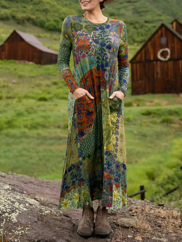 Vestido Boho Estampado Floral con Elasticidad para Mujer