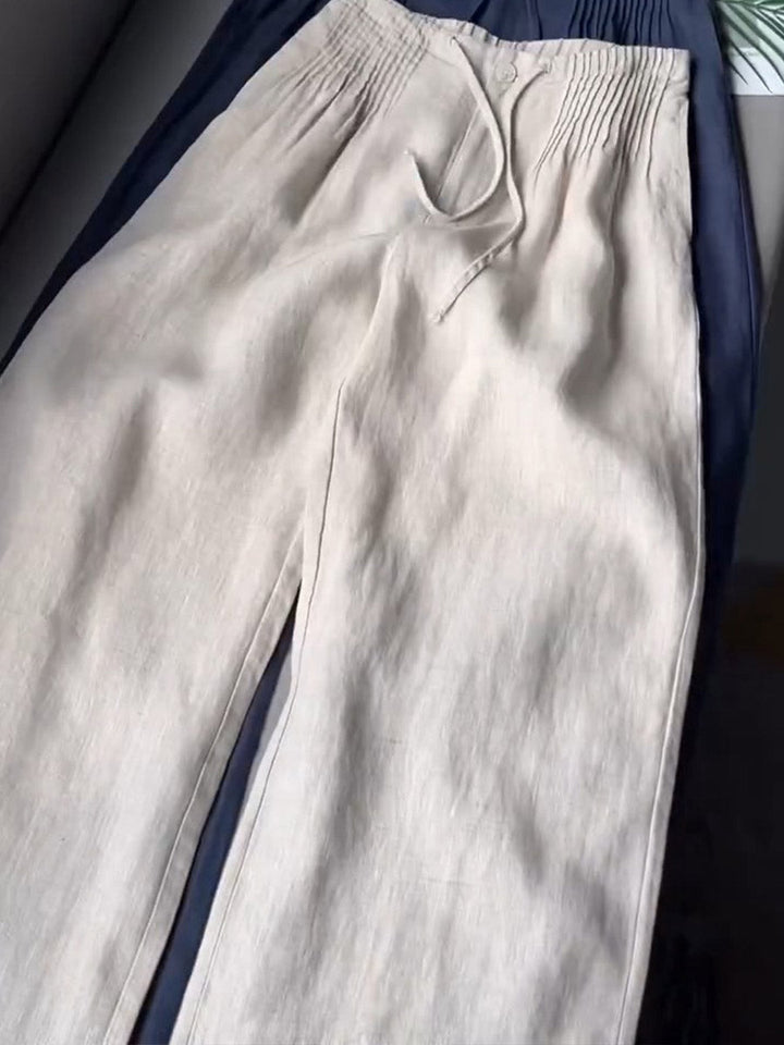 Pantalones Anchos Plisados de Color Sólido para Mujer