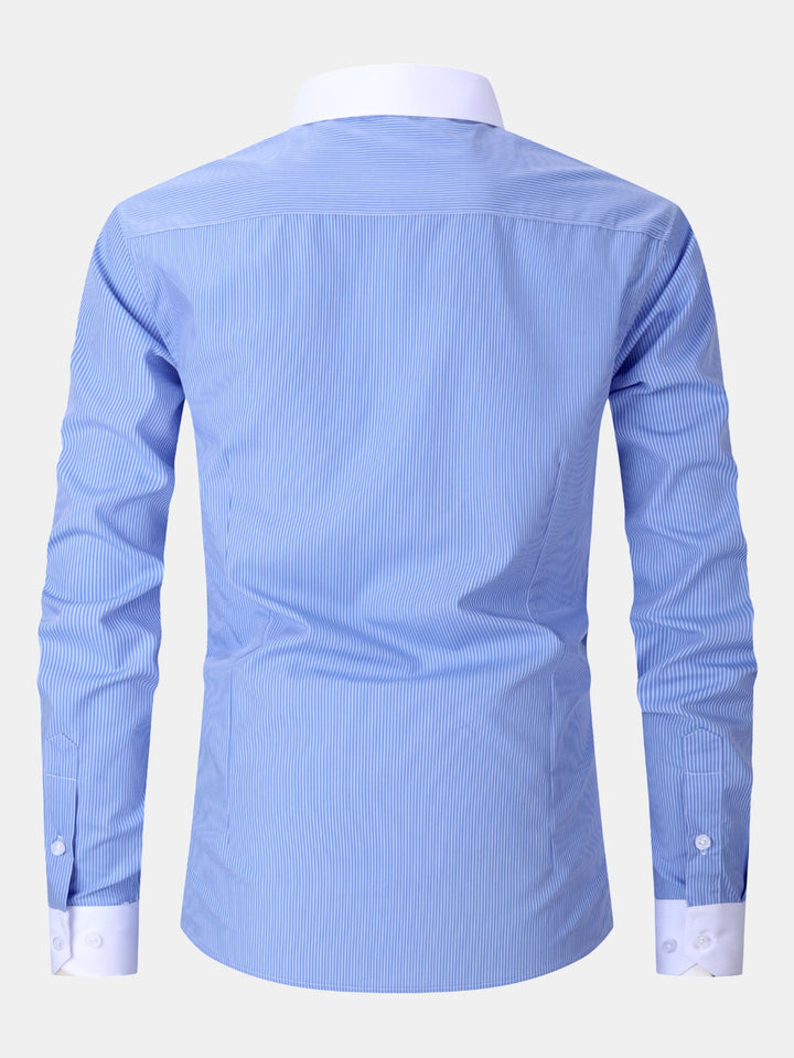 Chemise habillée à rayures avec col contrasté