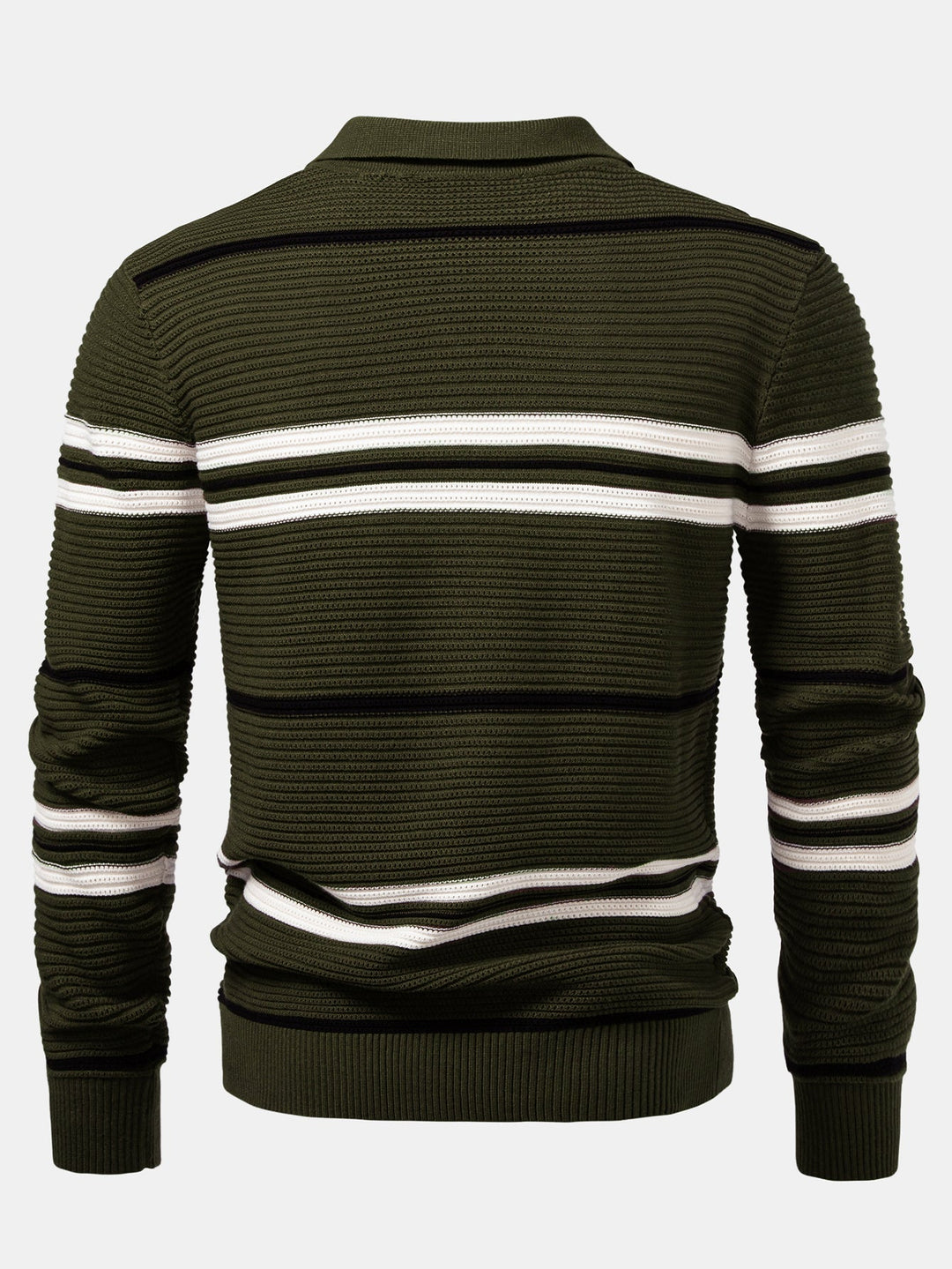 Polo de Punto Texturizado con Rayas y Cremallera