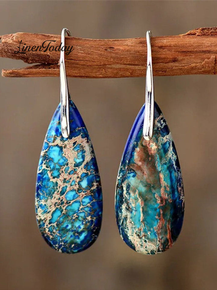 Pendientes de Mujer con Piedra Emperador en Forma de Gota Natural
