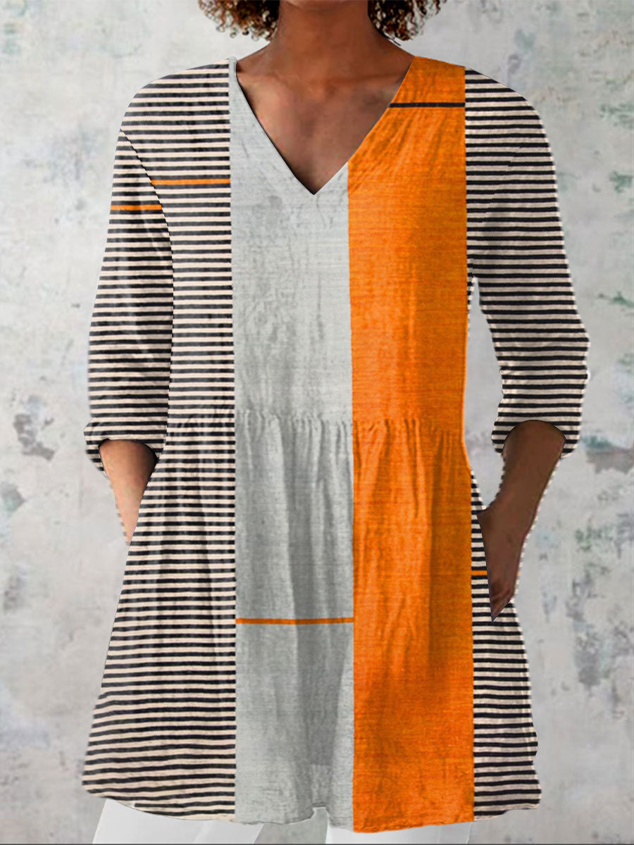 Vestido Casual Boho Vintage con Estampado de Geometría para Mujer